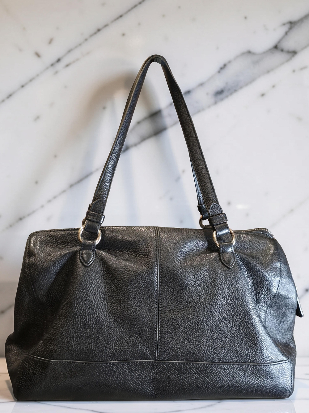 Coach Park Katheryn Black Pebbled Leather Triple Zip Carryall Satchel - Picture 4 of 15